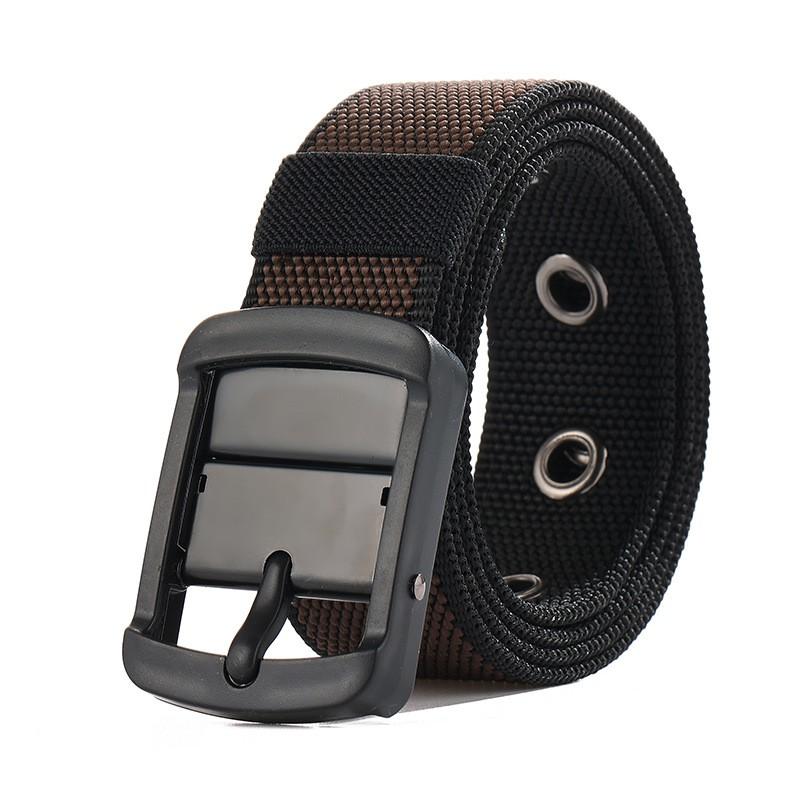 Reversible Dual-Color Nylon Belt With Rotating Pin Buckle Unisex Casual Waistband Jeans Pants