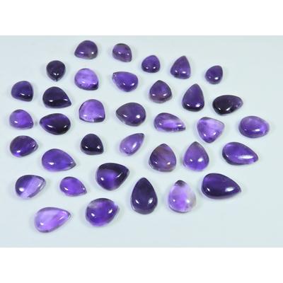 07X08-08X11MM Natural Purple Amethyst Pear Cabochon Loose Gemstone 35Pcs Lot C-2838