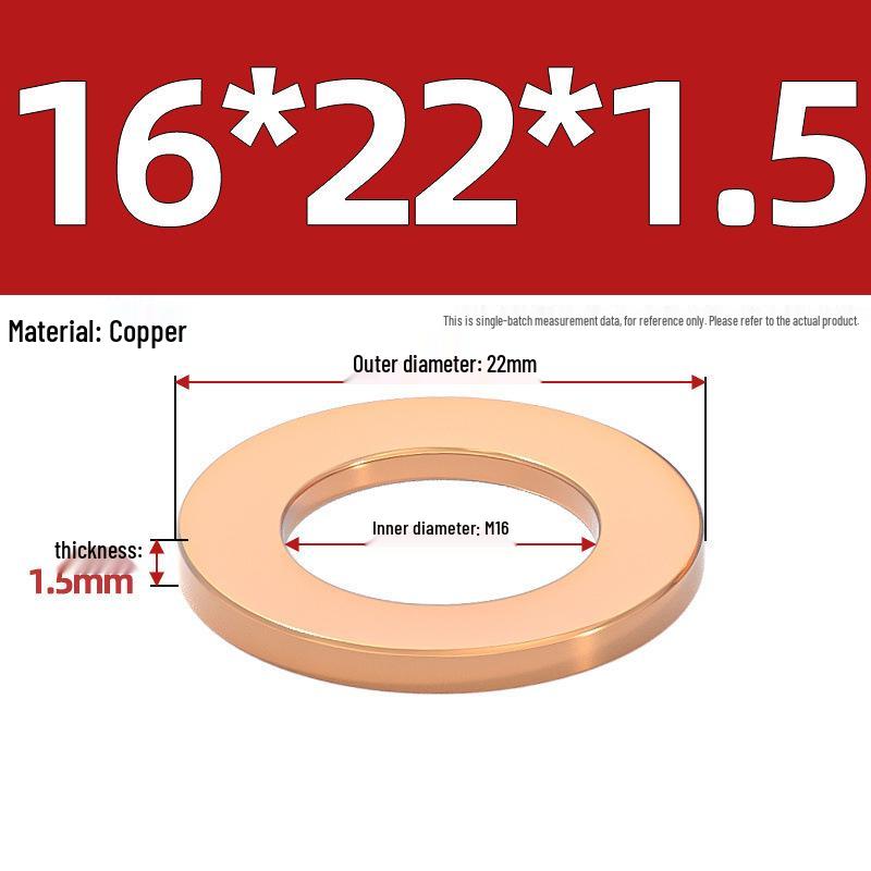 Pure Red Copper Gasket Sealing Ring for Marine Instruments, Metal Flat Washer M3-M60mm