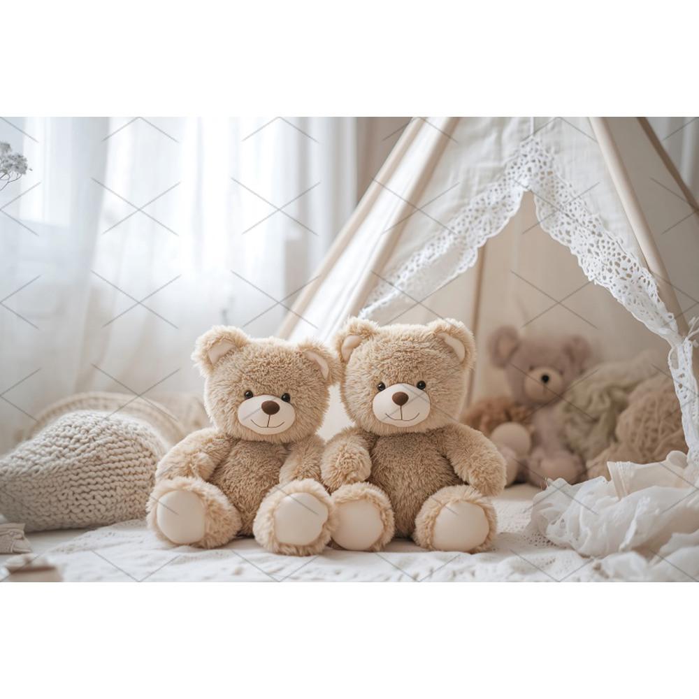 Boho Pampas Teddy Bear Photography Background Balloons Arch Tent Decor Cake Smash Baby 1st Birthday Indoor Photocall Backdrops