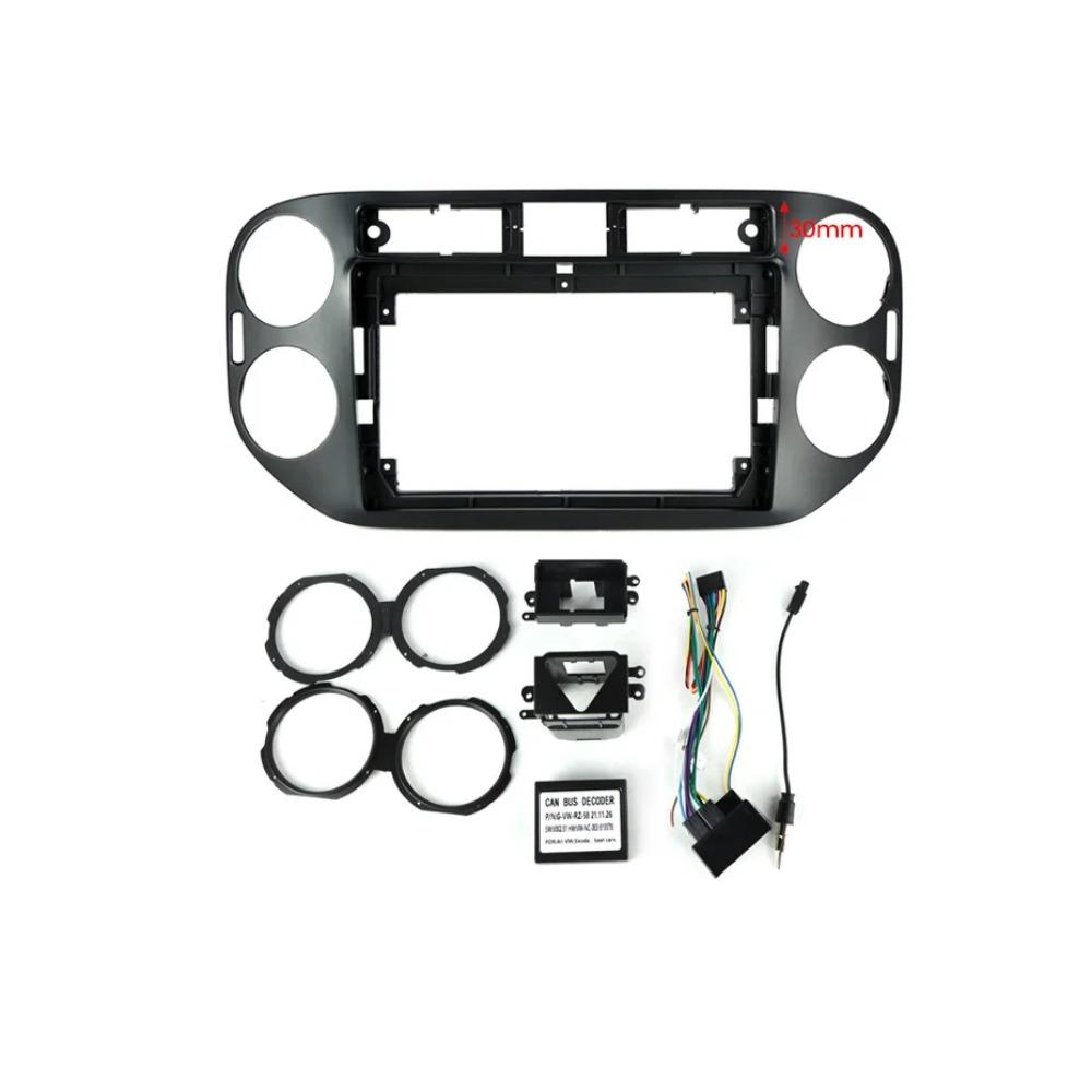 Car DVD Frame Audio Fitting Adaptor Dash Trim Facia Panel 9inch for VW Tiguan 2010-16 Radio Player 16pin Power Cable Canbus