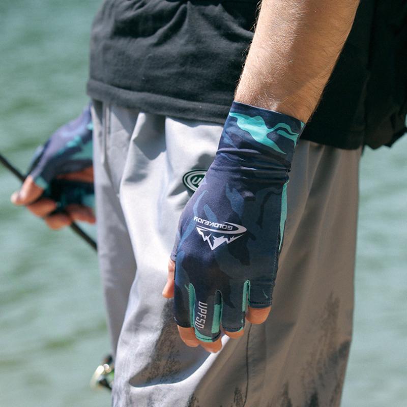 Summer Waterproof Fishing Gloves, Anti Slip Breathable Ice Silk Fishing Gloves for Men and Women Bicycle Skiing Fishing Gloves