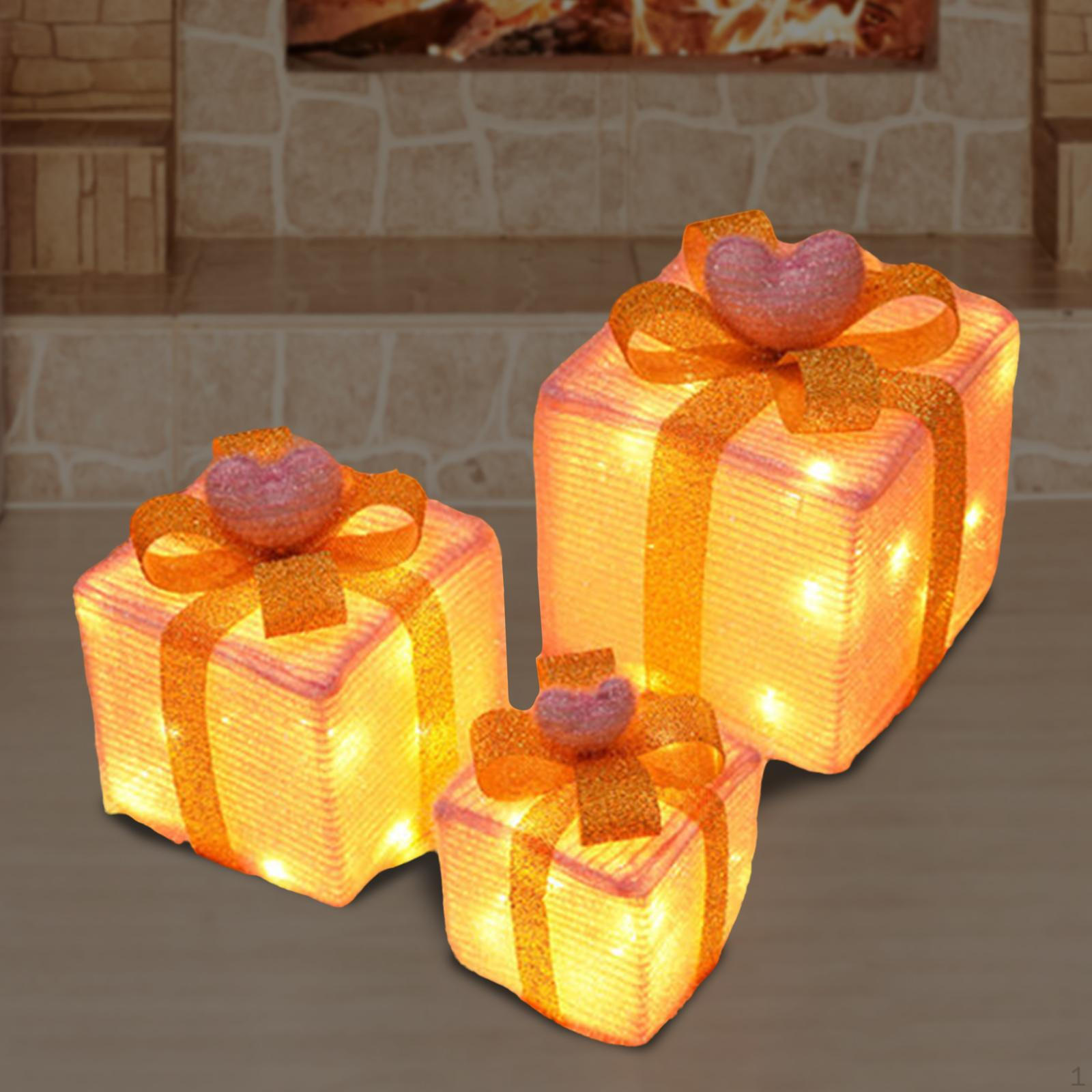 

3 Рождественские светящиеся подарочные коробки с украшениями и бантом, светящийся подарок