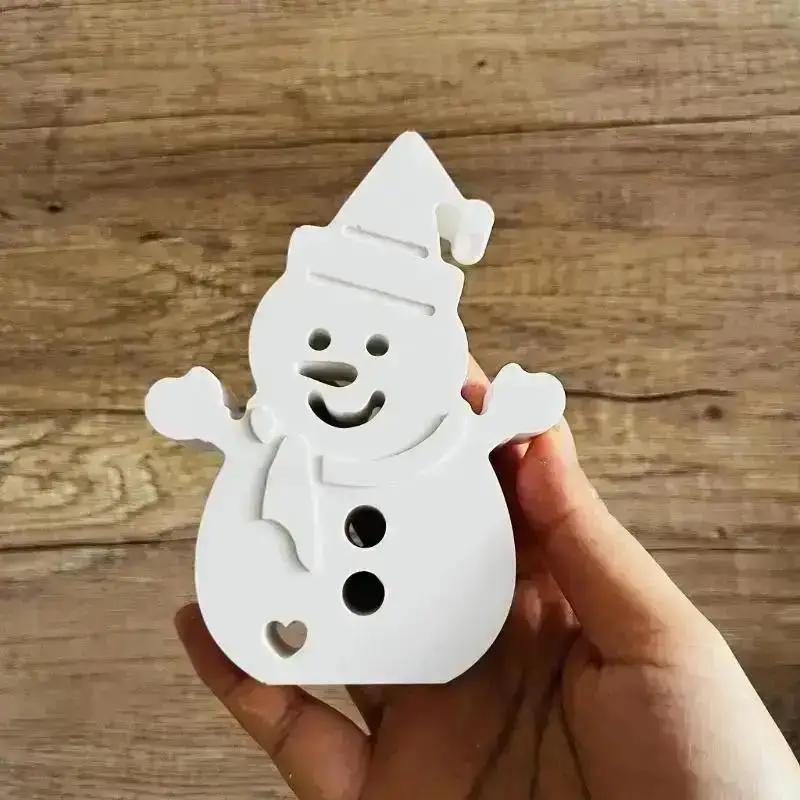 2025 Creative New Snowman Candle Mold Christmas Snowman Shape Cement Gypsum Ornament Mold Epoxy Resin Mould Xmas Gifts