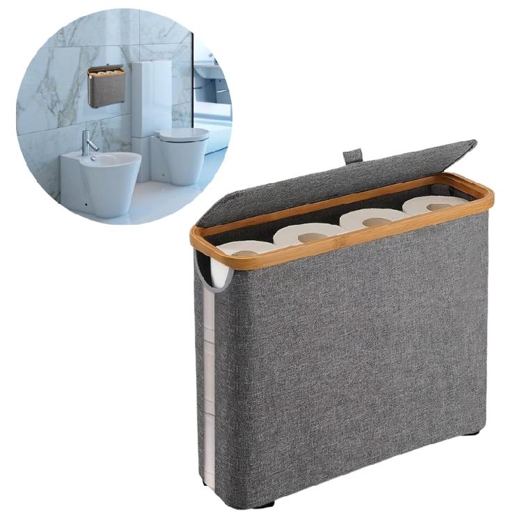 Modern Bathroom Accessory Toilet Paper Basket With Generous Storage and Easy Setups Available In Black or Gray
