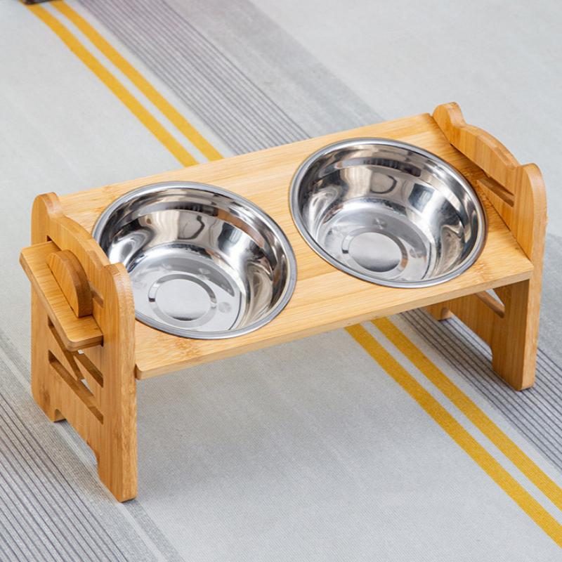 Pet Supplies Stainless Steel Double Bowl Folding Bowl Stand Cat Food Bowl Dog Food Bowls