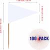 100 Pack White Blank Solid Color Toothpick Flag Small Mini Labeling Marking DIY Triangle Plain Stick Flags for Cocktail Fruit Cupcakes Toppers Food
