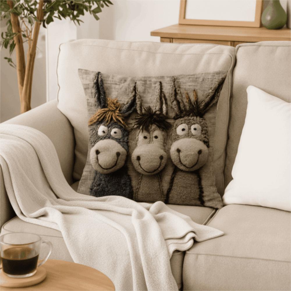 Funny Design 45cm Throw Pillow Covers 2D Print Material Pillow Case Washable Cartoon Donkey Donkey Pillowcase Home Decorative