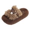 Internet Celebrity High-end Fluffy Slippers Women's Outer Wear 2025 New Popular Autumn and Winter Thick Bottom Heightening Plush Cotton Slippers