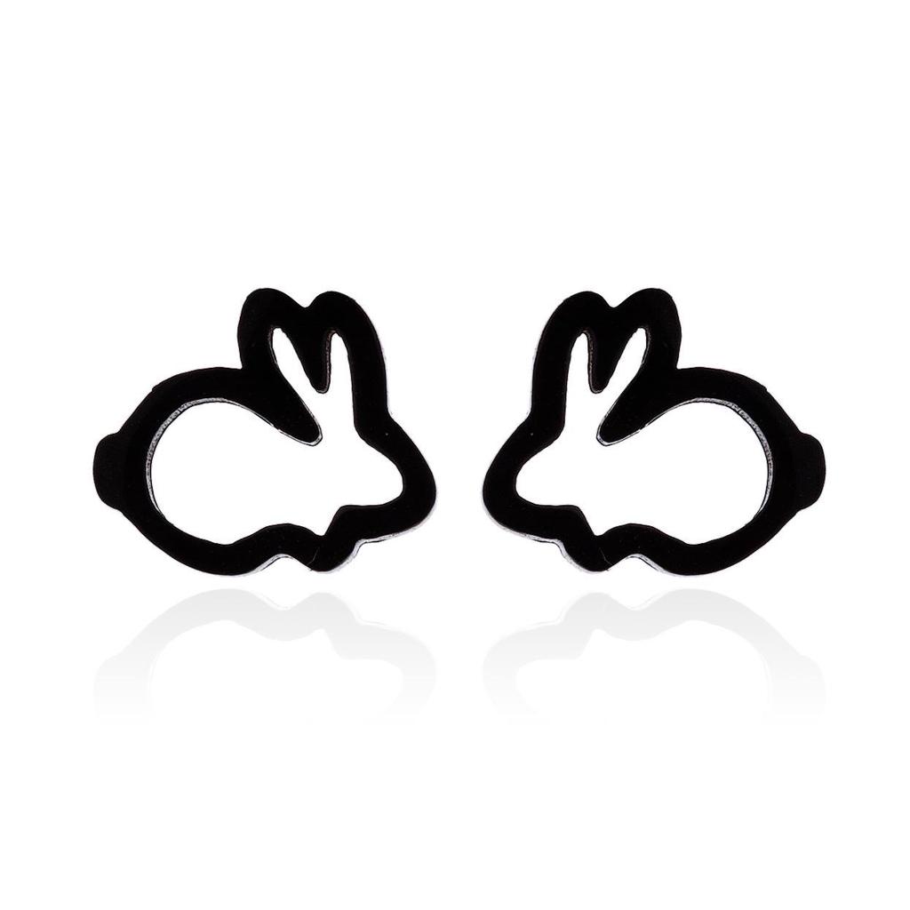 Korean Fashion Hollow Rabbit Earrings - Stainless Steel for Women