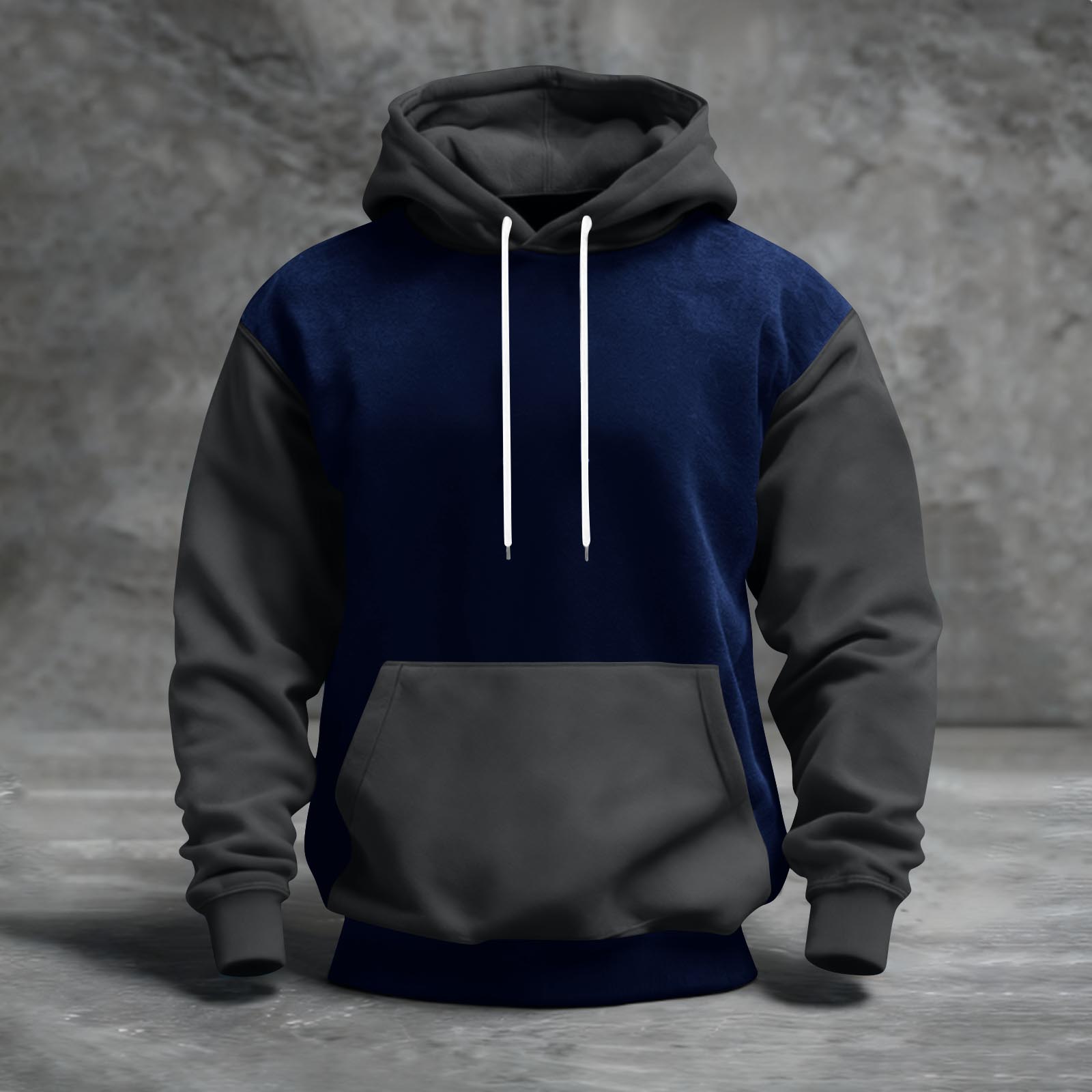 

Мужская толстовка с капюшоном в стиле колор-блок с карманами, повседневная и удобная XL