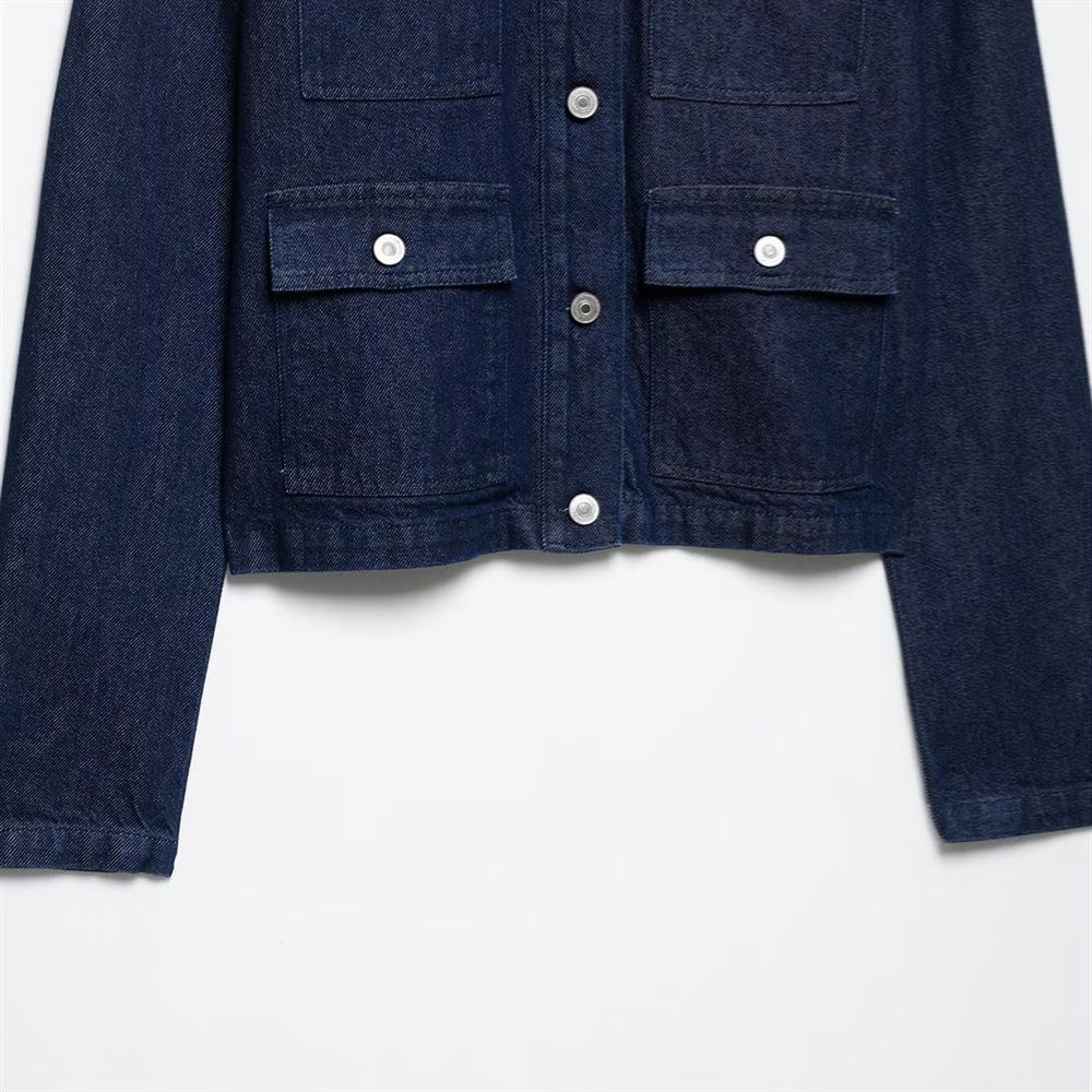 2025 Spring/Summer Women's Round Neck Denim Jacket & High-Waist Casual Shorts Set