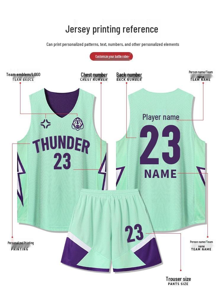 Unisex Reversible Basketball Jersey Set for Adults & Students - Customizable Team Uniform for Training & Competitions