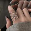 Vintage Metal Large Flower Rings For Women Men Bohemian Copper Color Hollow Open Rings Grunge Punk Party Jewelry Gift