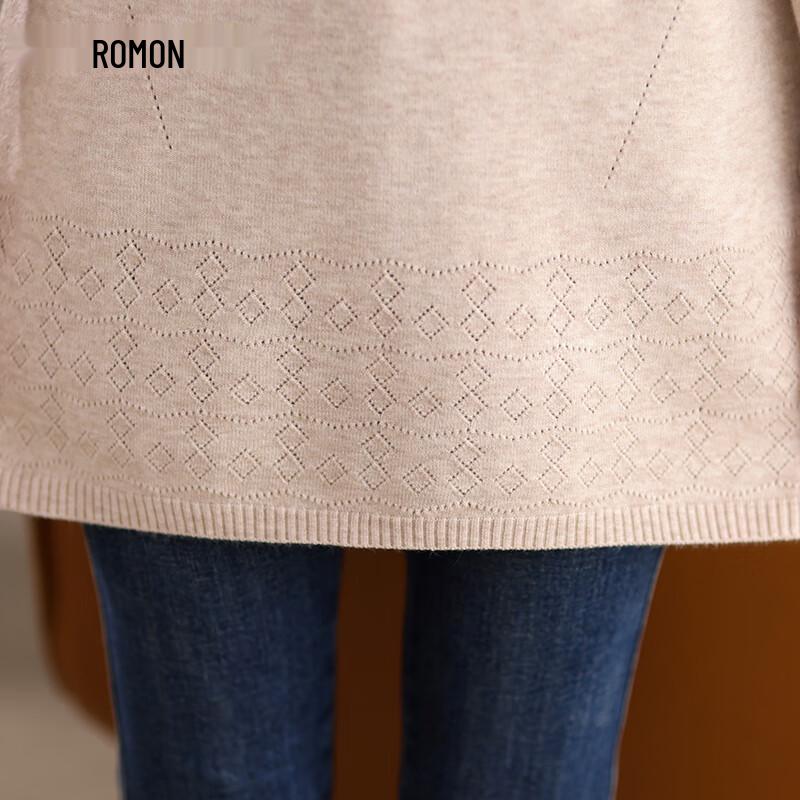 Luomen Women's Wool Blend Long Sleeve Round Neck Midi Knit Dress