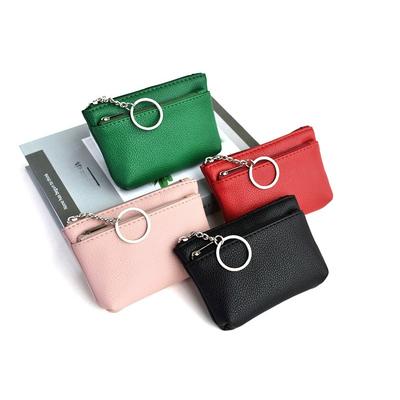 Mini PU Leather Coin Purse Keychain Wallet Multifunctional Zipper Card Holder Fashion Key Bag Key Ring Small Wallet