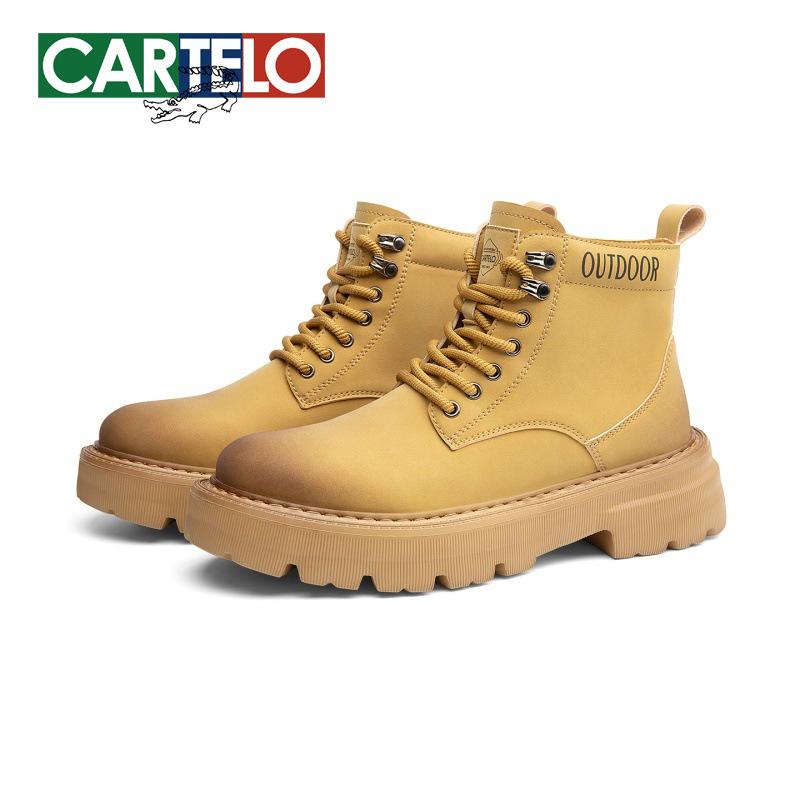 2025 Herbst/Winter Herren Vintage Outdoor High-Top Gelbe Lederstiefel