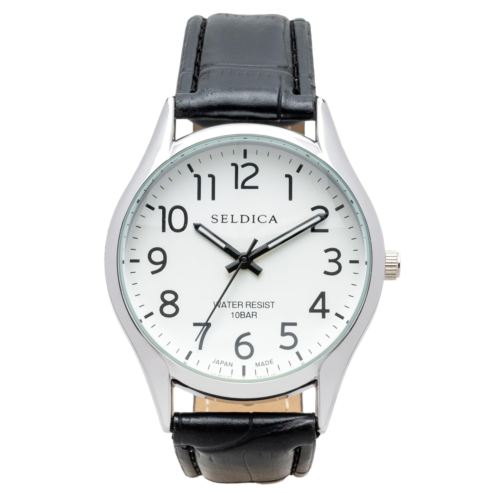 

Clefer Serdica Analog Watch, White Dial, PU Leather Strap, Japanese Movement, SD-AM334-WTS, Men s, Black