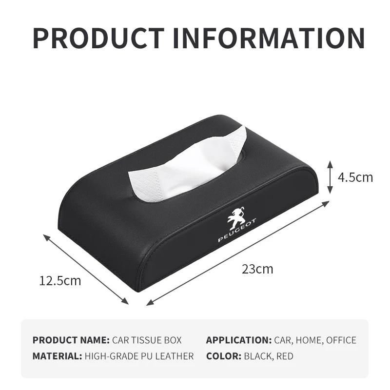 Car Tissue Box Armrest Type Leather Organizer Holder Badge Tissue Box For Peugeot 206 208 308 508 106 107 108 2008 3008 5008 207