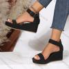 Comemore Black Wedge Sandals Women's Summer Shoes Comfortable Platform Open Toe Sandales Plus Size Casual Ladies Roman Shoes
