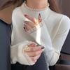 Lace Edge Knitted Bottoming Shirt for Women's Early Autumn with Gentle and Simple High-end Top Semi-turtleneck Sweater