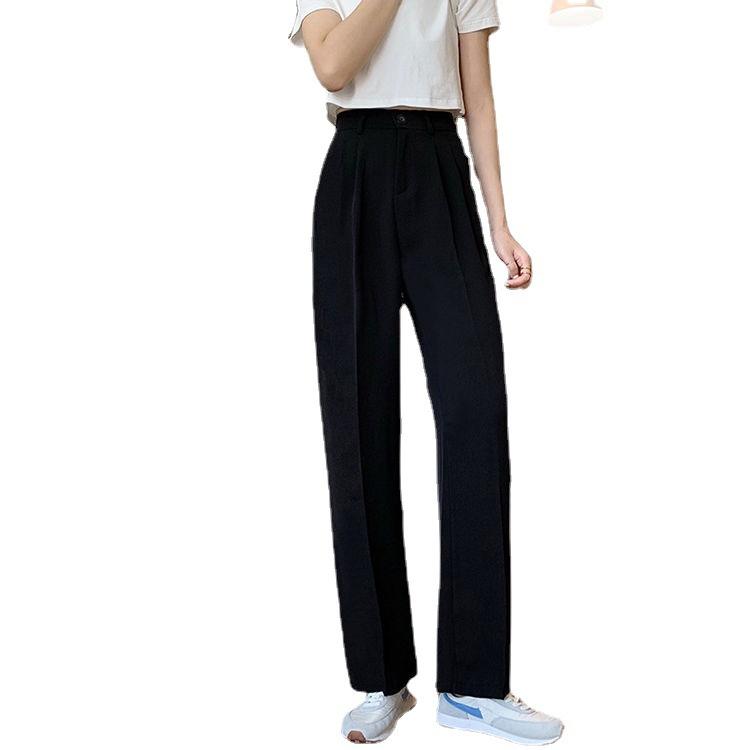 Khaki Wide Leg Pants Women High Waisted Draped Spring and Autumn Summer Straight Casual Suit Pants