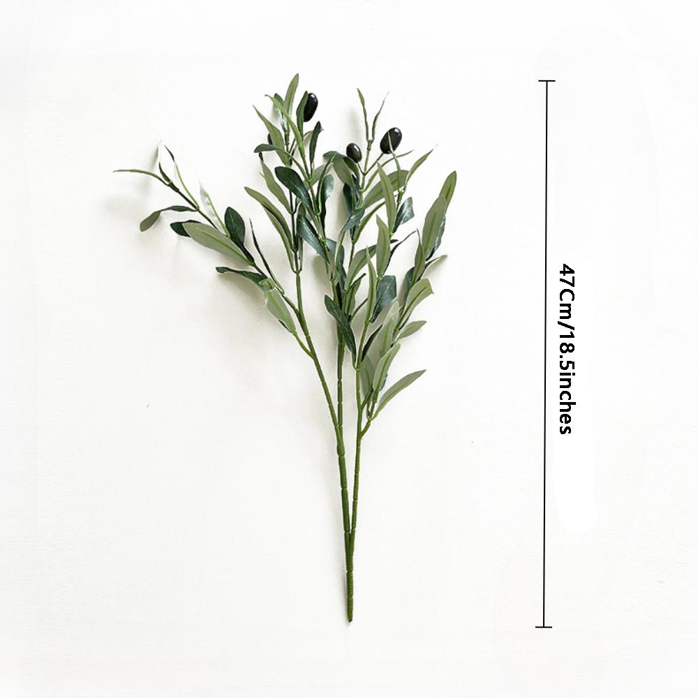 2pcs Realistic Artificial Olive Leaf Tree Branch with Fruit for Home Garden Decora, Holiday Accessory, Birthday Party Supplies