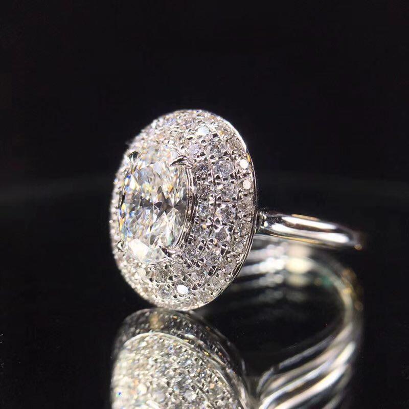 100% Real 18K White Gold Jewelry Natural 2 Carats Moissanite Bizuteria Ring for Women Men Anillos De Pave Setting Pure Gemstones