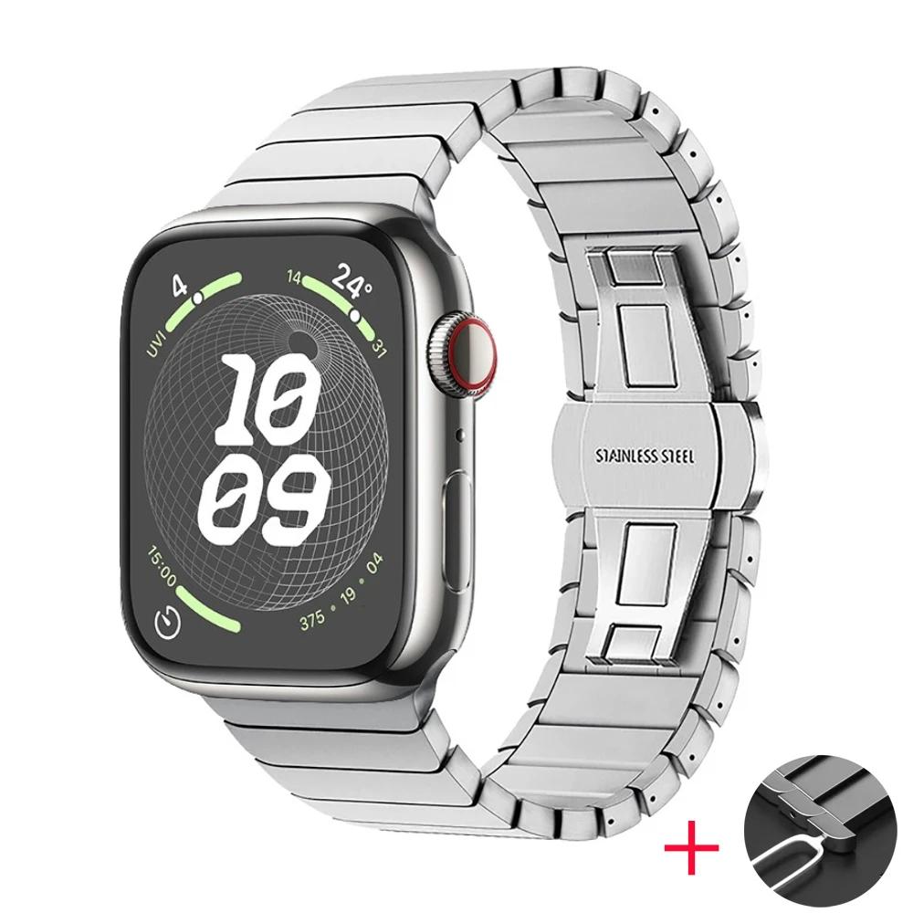 Metal Link Bracelet for Apple Watch Band 45mm 49mm 44mm 41mm 42mm 46mm Stainless Steel Belt iWatch Ultra 11 10 9 8 7 6 SE Strap