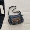 Vintage Denim Embroidered Tote Bag Women's Large Capacity Shoulder Handbag