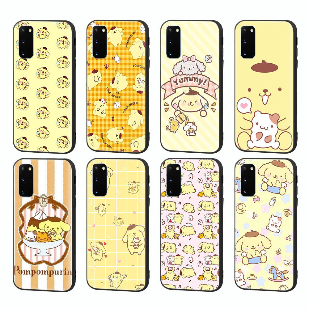 HK31 PomPom Purin Black Sofe Case for iPhone 16 15 Plus 14 13 Pro 8 SE XR XS Max P30 Nova 5T Y5P Y6 Y7 Y8P Y9 Realme C30 C33 C31 VIVO Y36 V27