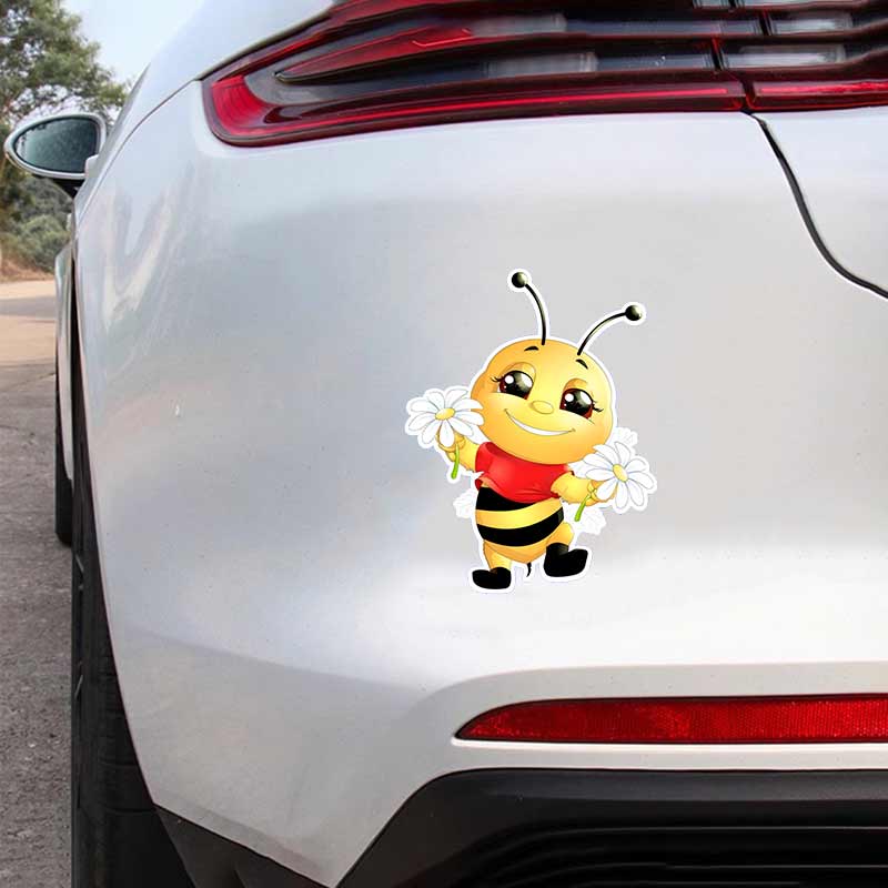 Cute Little Bee Cartoon Insect Car Stickers Waterproof Vinyl Decals Auto Body Window Decor Motorcycle Helmet Stickers M461