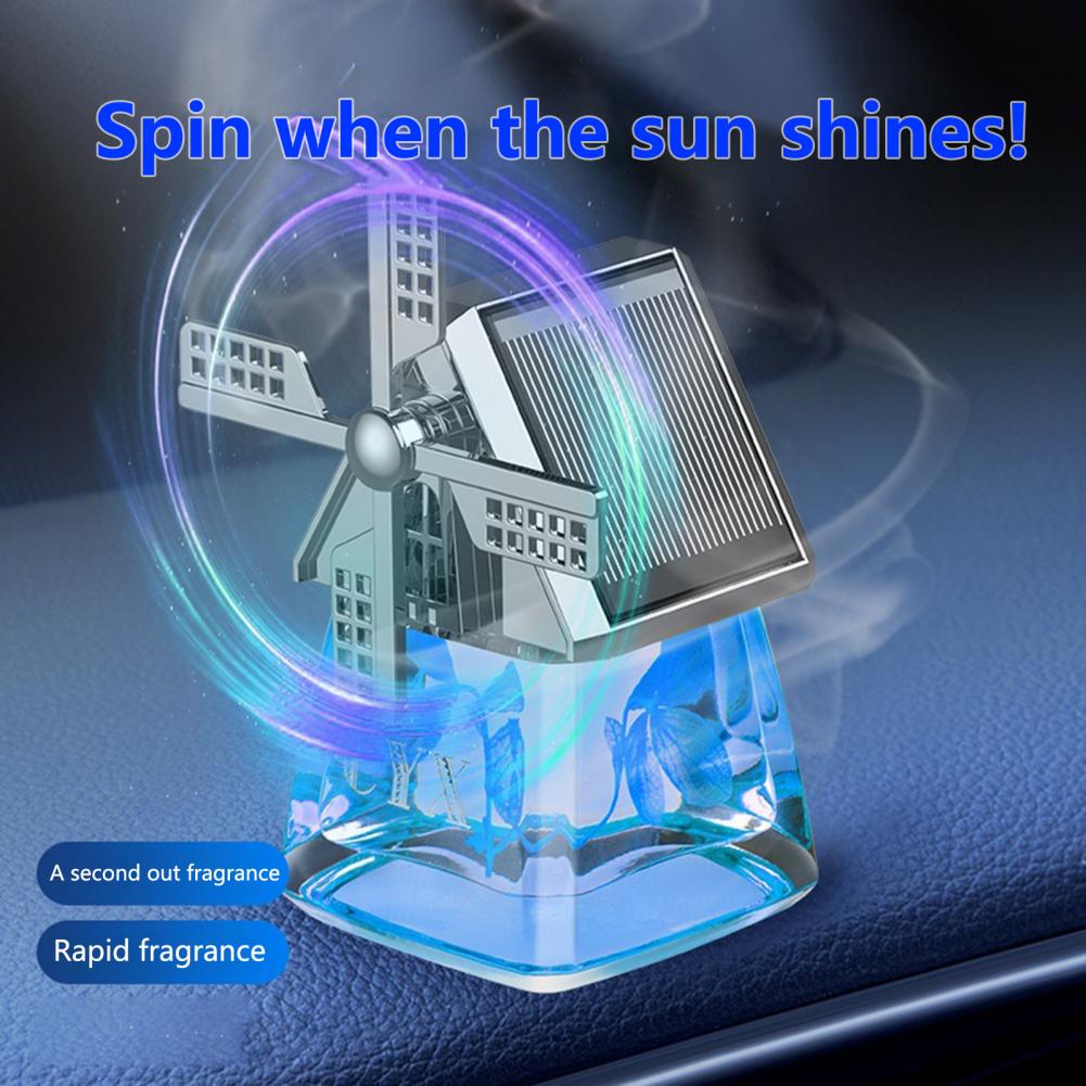 40ml Car Perfume Windmill Design Eco-friendly Deodorant High Temperature Resistant Solar Powered Car Rotating Air Freshener