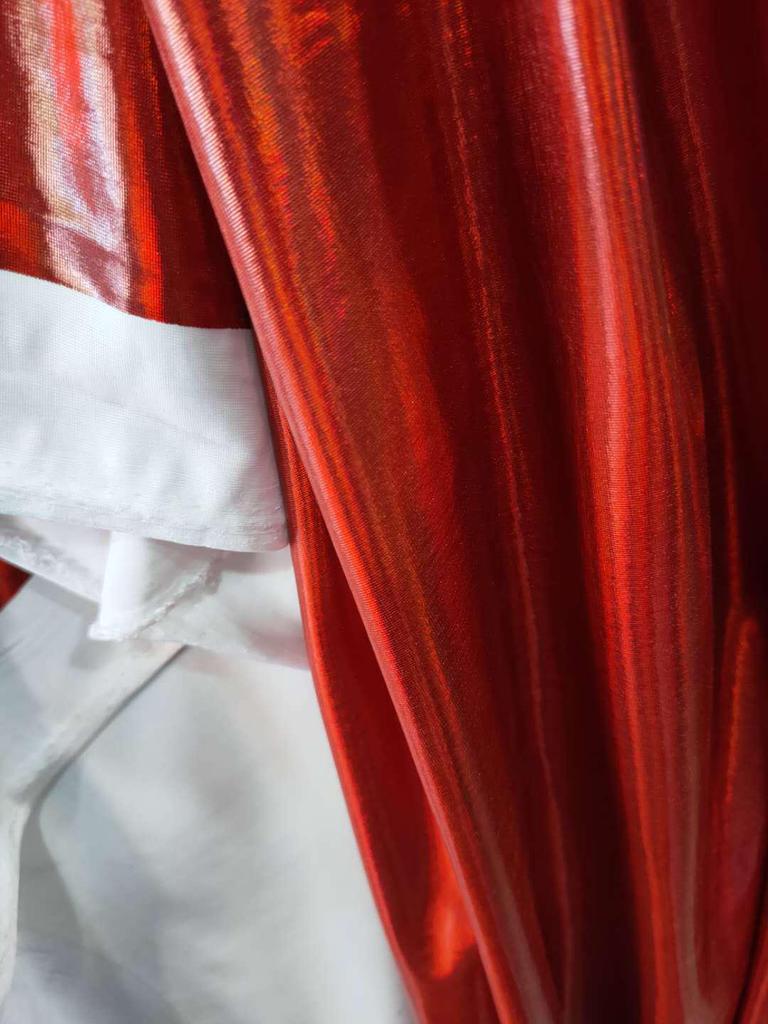 Buntes Laser-Fantasy-Elastik-Spandex-Gewebe für Bühnenkostüme mit Goldprägung