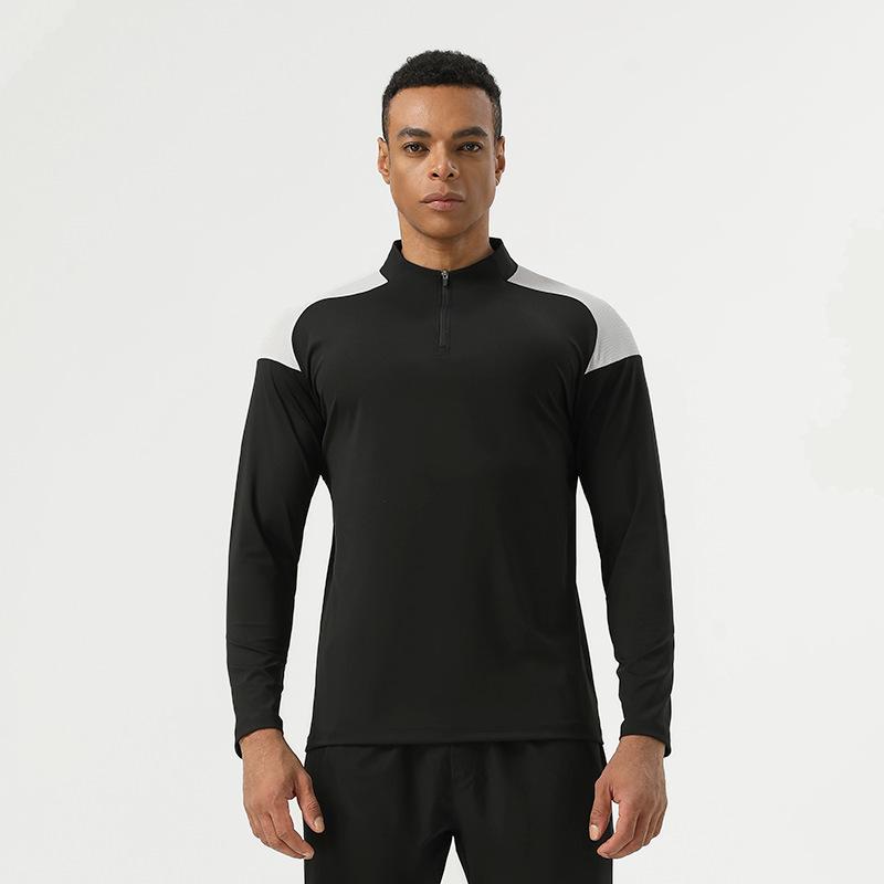 Herren Half-Zip Langarm Nylon Sport-T-Shirt: Hohe Elastizität, Bare-Feel, Ideal für Outdoor-Fitness, Wandern und Radfahren.