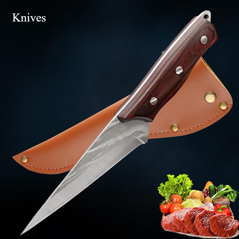 

1шт ручной ковки обвалочный нож острый нож для сашими профессиональные кухонные ножи гаджеты для кухни withcover коричневый