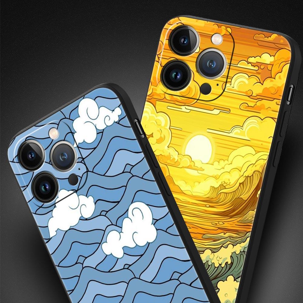 Custodia per Telefono Moda Grande Onda Blu Per iPhone 16e 15 14 13 12 11 Pro Max XS X XR SE 7 8 Plus Guscio iPhone 16 Cover Morbida in TPU