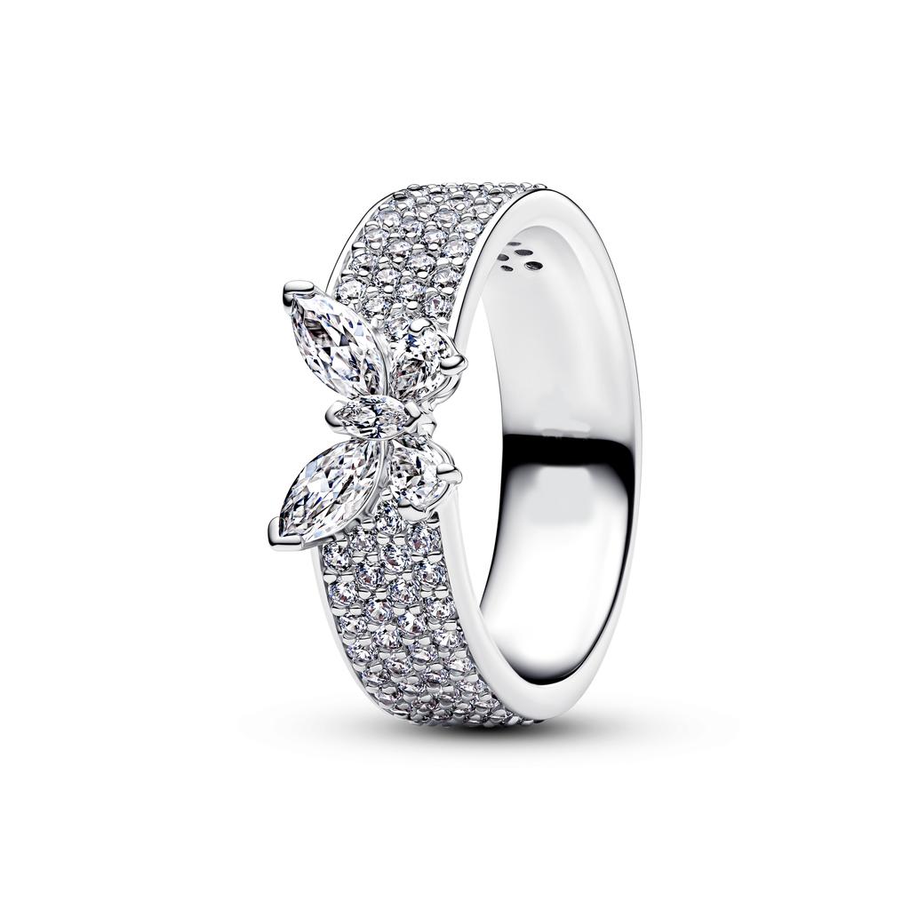Newest Copper Butterfly Rings Heart Zircon Sparkling Engagement Wedding Pink Bow Ring Luxury Jewellery Gifts High Quality