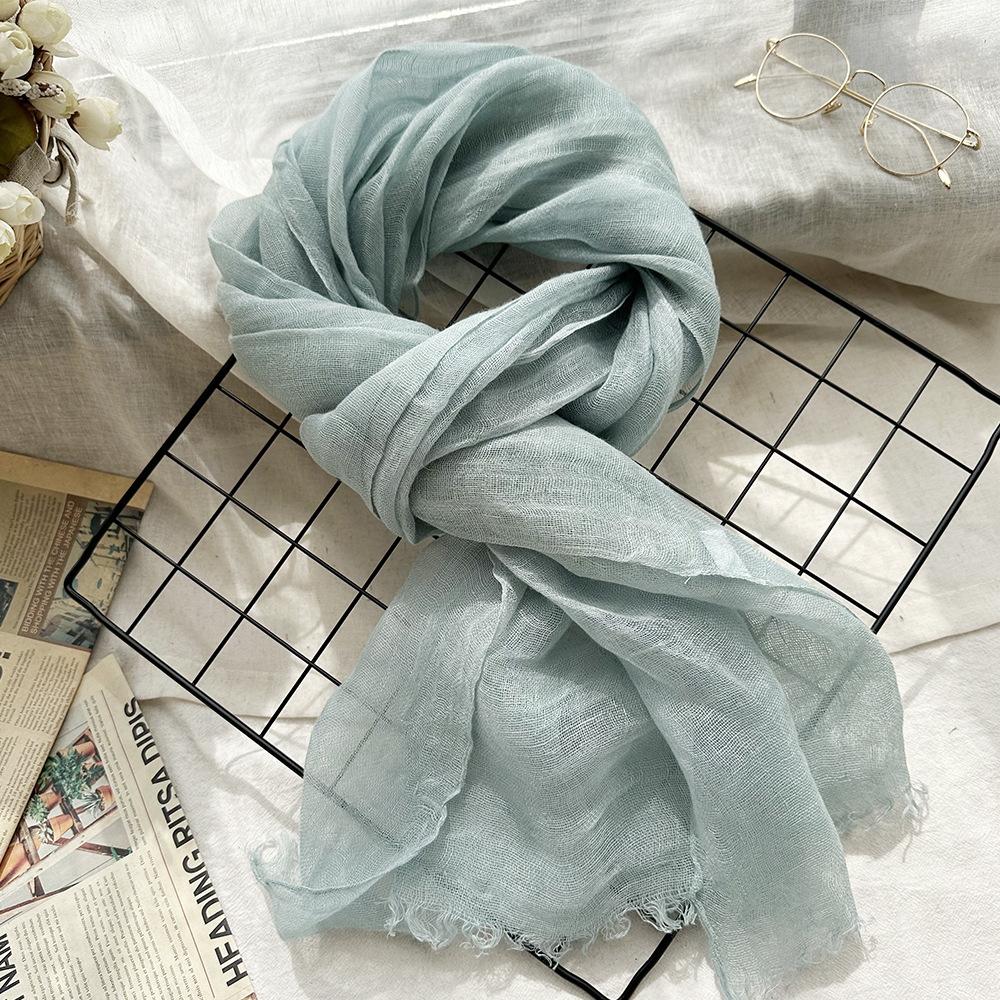 Women Light And Breathable Scarf Pure Linen Solid Scarf Neckwear Unisex Children Spring Autumn Winter Female Foulard Wrap