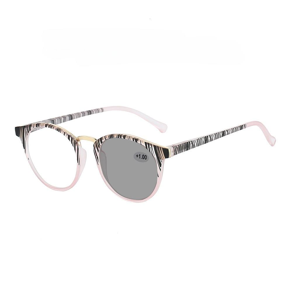Unisex Fashion Photochromic Reading Glasses Women'S Retro Oval Frame Farsighted Glasses Anti-Blue Light Color Changing Glasses
