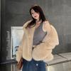 Stylish Big Lapel Imitation Fur Jacket Femininity Elegant Celebrity Long-sleeved Thermal Coat Fluffy Top