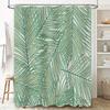 Green Palm Leaf Print Shower Curtain Waterproof Home Decor Bathroom Decorative Bath Curtains Green 250X180Cm (White Background)