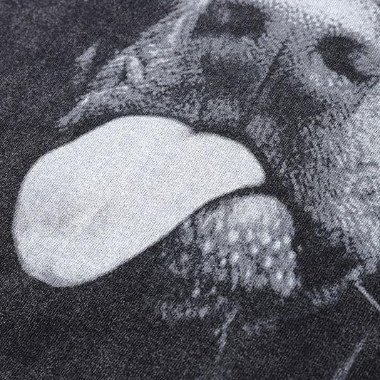 European And American High Street Trendy Brand Doberman Pinscher Printed Long-Sleeved T-Shirt Men'S And Women'S Vibe Style Retro Trendy Brand Washing