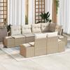Garden Sofa Set with Cushions 7 Pcs Beige and Cream Poly Rattan