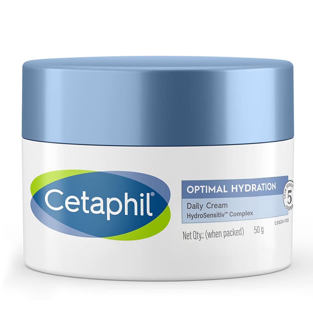 Cetaphil Optimal Hydration Daily Cream 50g Lightweight Moisturizer Fast Absorbing for Dry Sensitive Skin