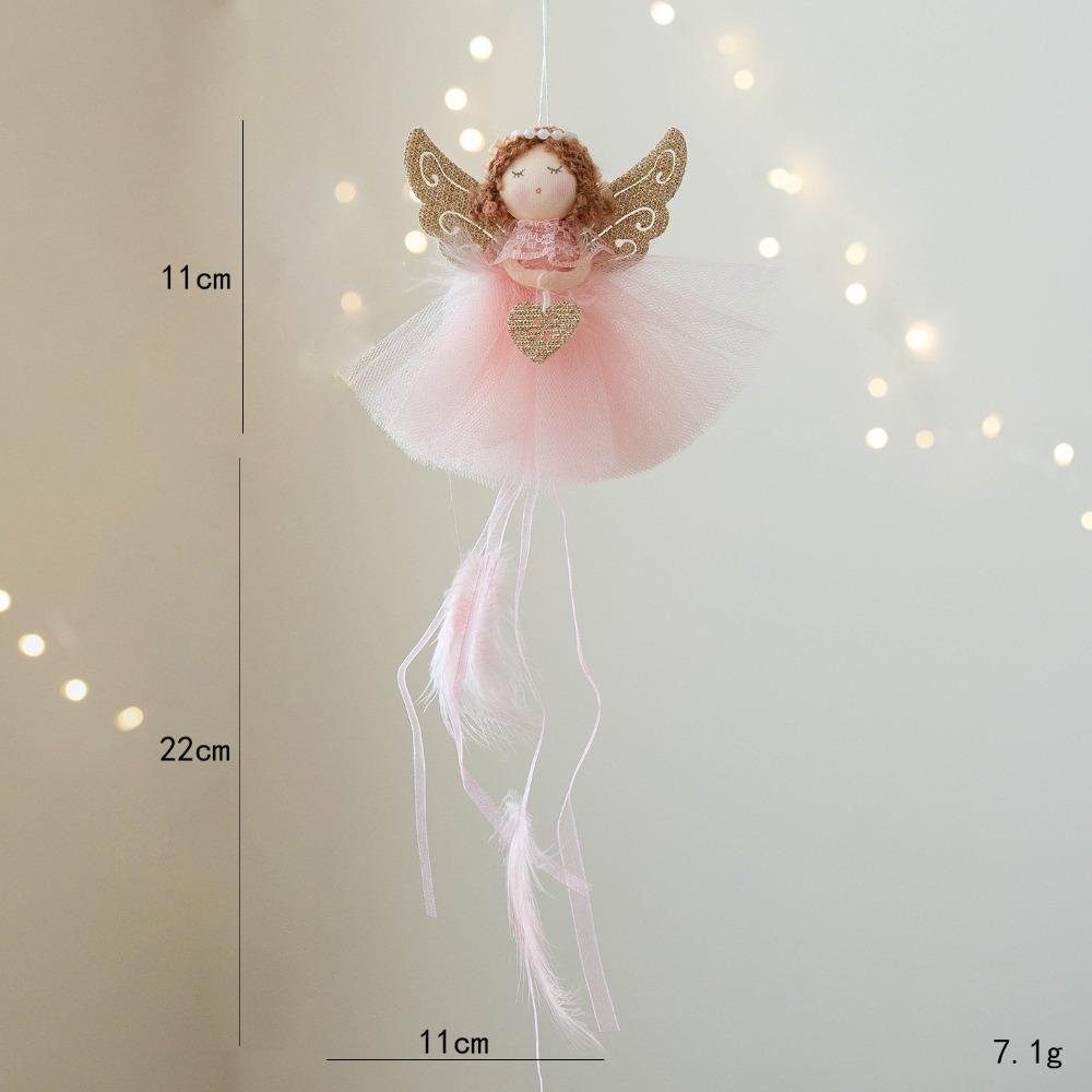 

Pink White Hanging Pendants Doll Feather Angel Girl Doll Cute Plush Toys Party Supplies рожевий
