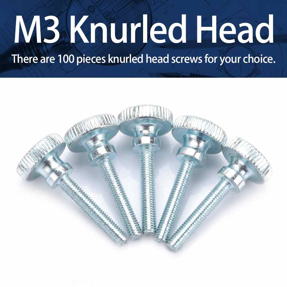 100Pcs Adjustable Step Double Handle High Head Knurled Screw M3*18