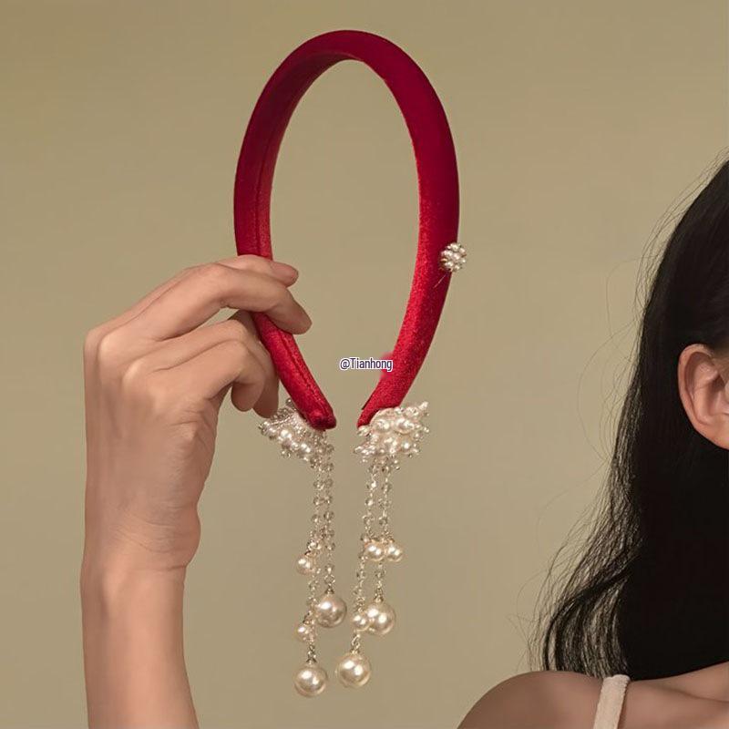 Charming Socialite Pearl Tassel Headband - Ethnic & Feminine Light Luxury Accessory