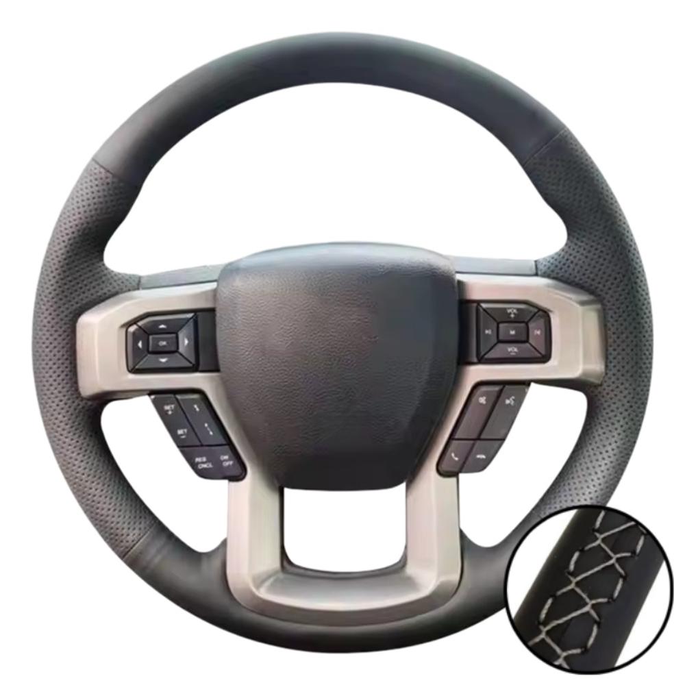 Braid Perforated Artificial Leather King Ranch Lariat Platinum XL XLT 2015-2017 Volant Steering Wheel Cover For Ford F-150
