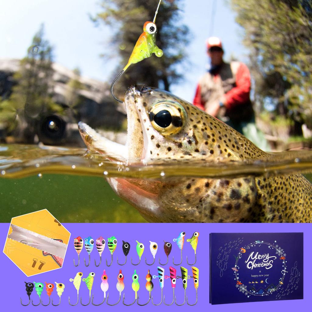 24 Ice Fishing Advent Calendar Christmas Countdown 24 Day Ice Fishing Countdown Calendar Set For Ice Fishermen Adult Men Ice Fishing Surprise Gift